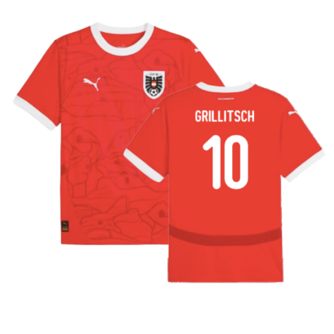 Austria Florian Grillitsch 10 Home Soccer Jersey Euro 2024