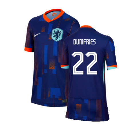Netherlands Denzel Dumfries 22 Away Soccer Jersey Euro 2024