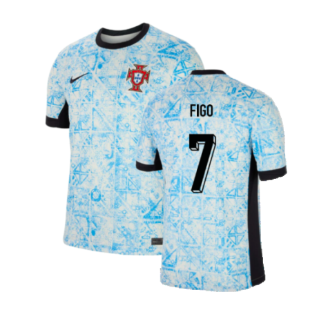 Portugal Luís Figo 7 Away Soccer Jersey Euro 2024