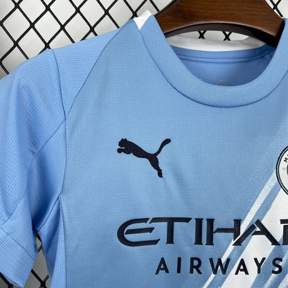 Manchester City Erling Haaland 9 Kids Home Soccer Jersey 2025-2026