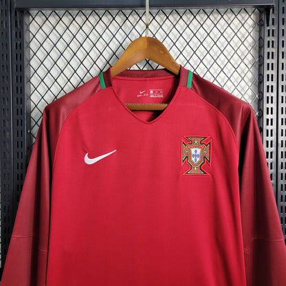 Portugal Retro Long Sleeve Home Soccer Jersey UEFA Euro 2016