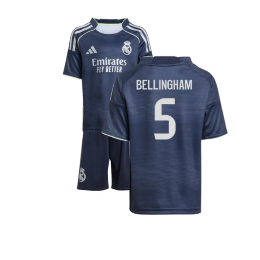 Real Madrid Jude Bellingham 5 Kids Away Soccer Jersey 2025-2026