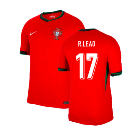 Portugal Rafael Leão 17 Home Soccer Jersey Euro 2024