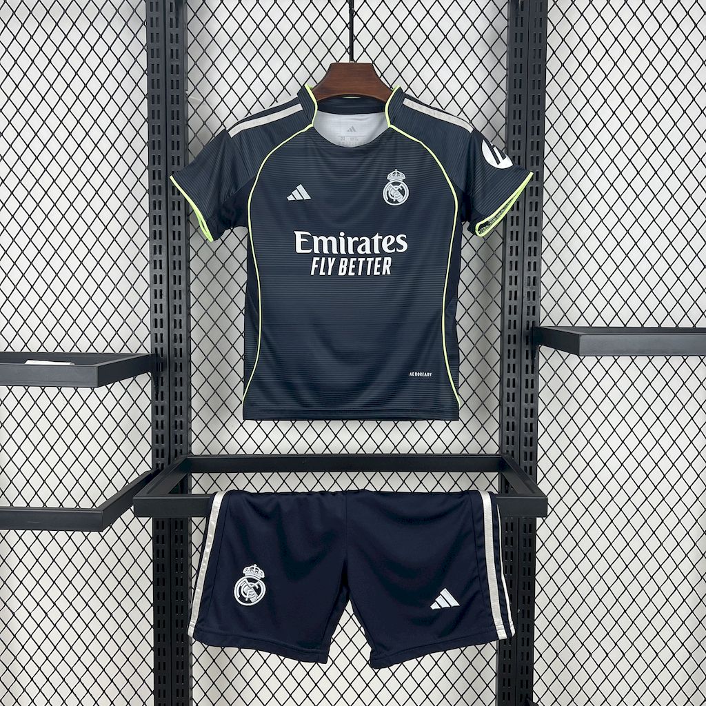Real Madrid Kylian Mbappé 10 Kids Away Soccer Jersey 2025-2026