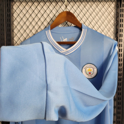 Man City Kevin De Bruyne 17 Long Sleeve Home Soccer Jersey 2023/24