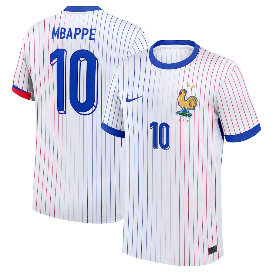 France Kylian Mbappé 10 Away Soccer Jersey Euro 2024