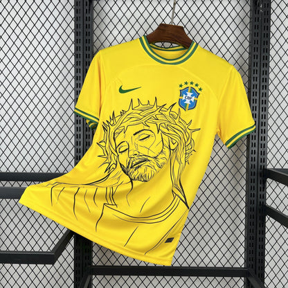 Brazil X Cristo Redentor Cross Special Edition Soccer Jersey 2025-2026 - Gelb