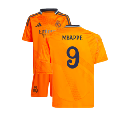 Real Madrid Kylian Mbappé 9 Away Soccer Jersey Kids Mini Kit 2024/25