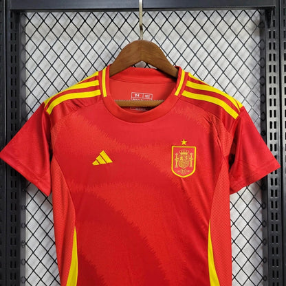 Spain Xavi 8 Kids Home Soccer Jersey Euro 2024