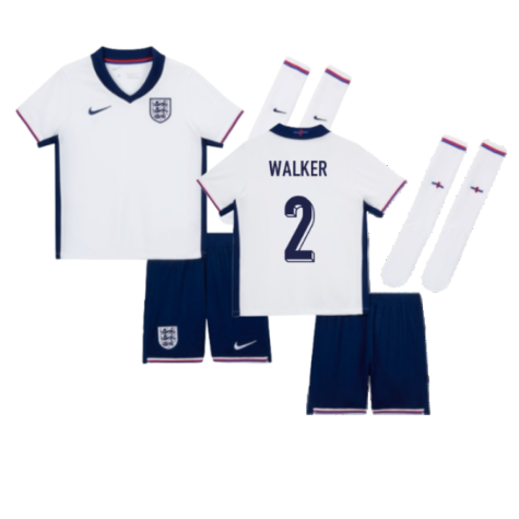 England Kyle Walker 2 Kids Home Soccer Jersey Euro 2024
