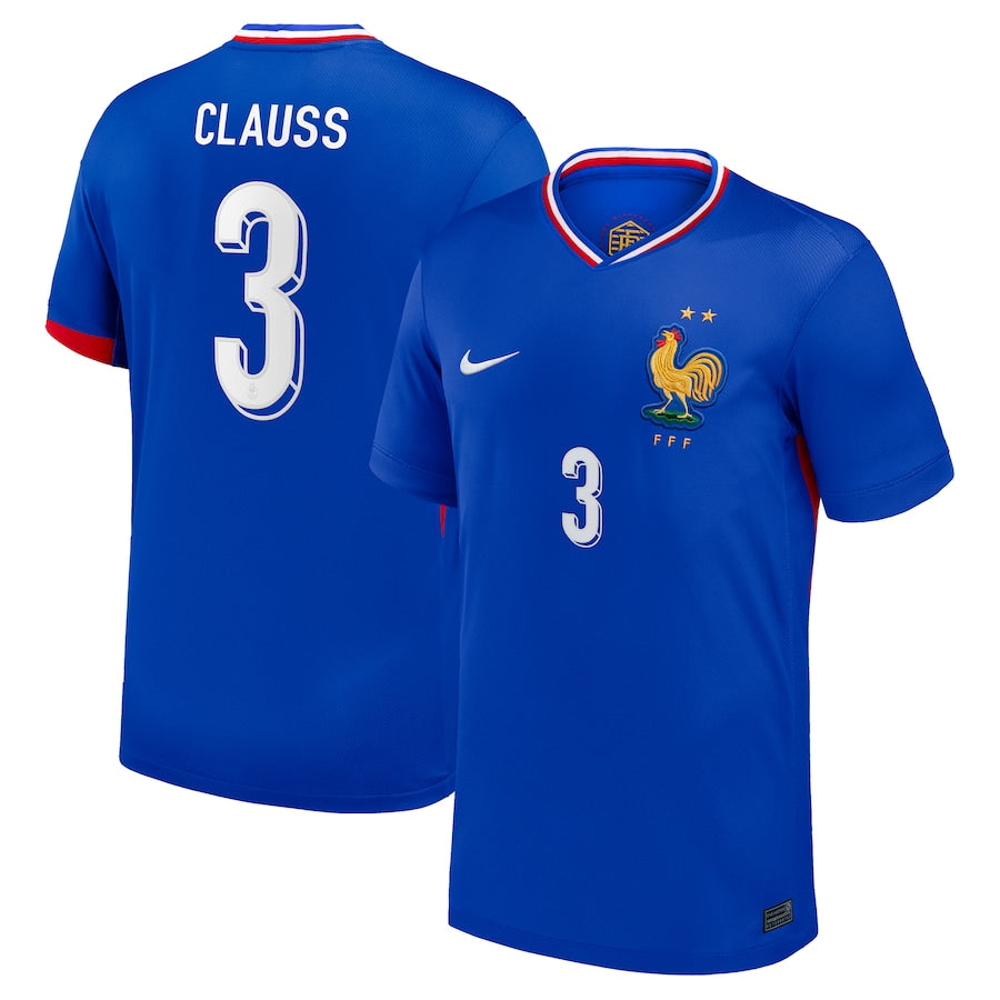 France Jonathan Clauss 3 Home Soccer Jersey Euro 2024