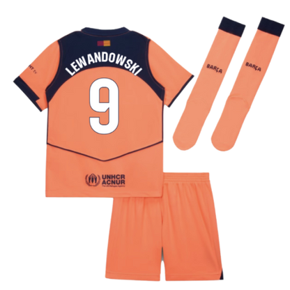 FC Barcelona Robert Lewandowski 9 Kids Third Soccer Jersey 2025-2026