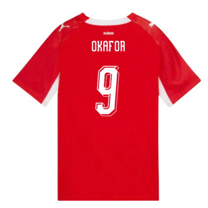 Switzerland Noah Okafor 9 Home Soccer Jersey World Cup 2026