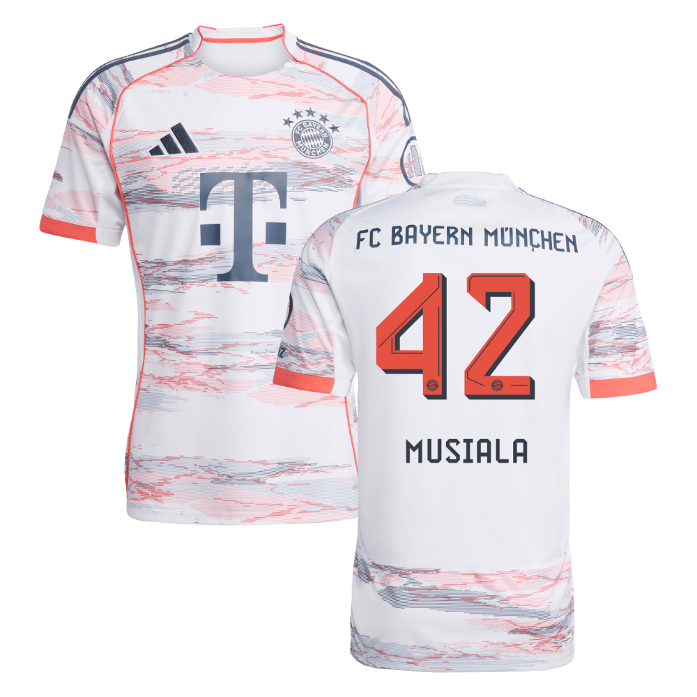 Bayern Munich Jamal Musiala 42 Away Soccer Jersey 2025-2026