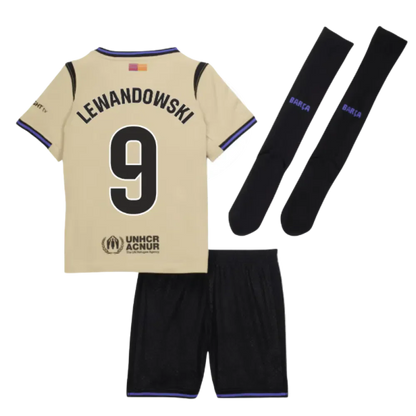 FC Barcelona Robert Lewandowski 9 Kids Away Soccer Jersey 2025-2026