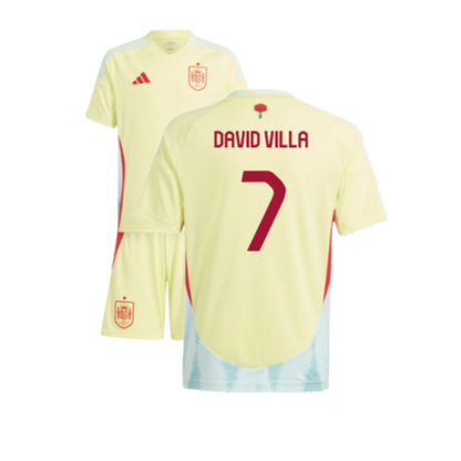 Spain David Villa 7 Kids Away Soccer Jersey Euro 2024