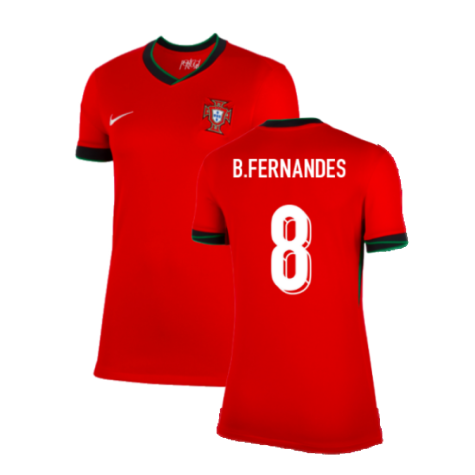 Women's Portugal Bruno Fernandes 8 Home Soccer Jersey Euro 2024