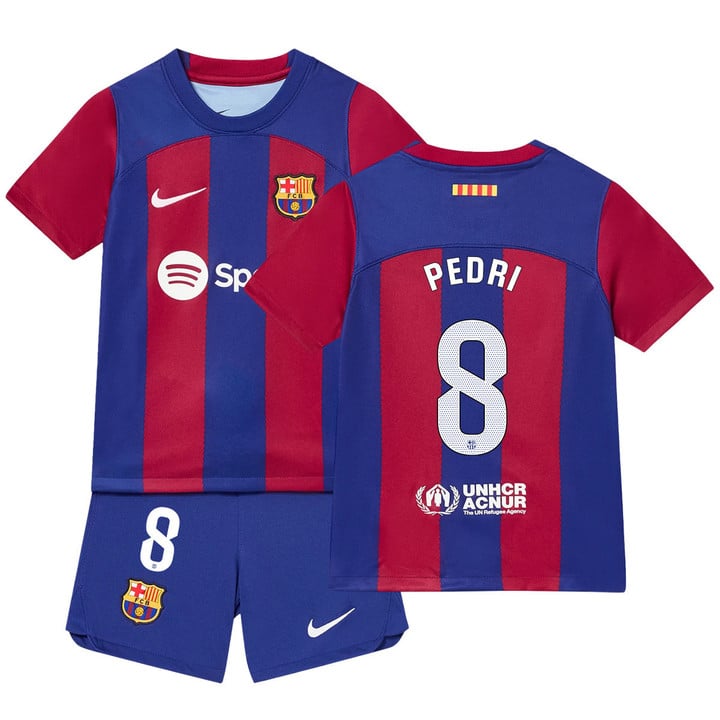 FC Barcelona Pedri 8 Kids Home Soccer Jersey 2023/24