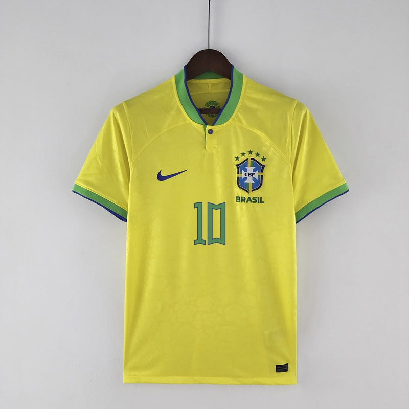 Brazil Neymar JR 10 Home Soccer Jersey World Cup 2022
