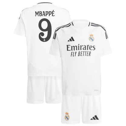 Real Madrid Kylian Mbappé 9 Home Kids Soccer Jersey 2024/25