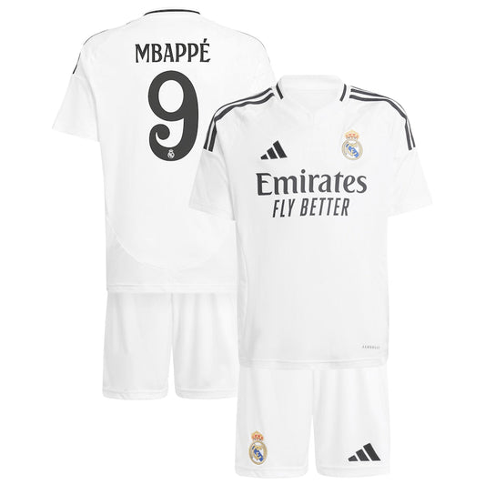 Real Madrid Kylian Mbappé 9 Home Kids Soccer Jersey 2024/25