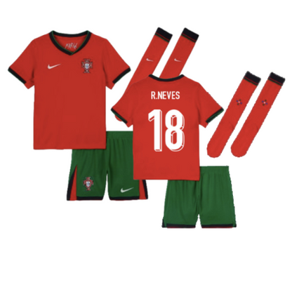 Portugal Ruben Neves 18 Kids Home Soccer Jersey Euro 2024