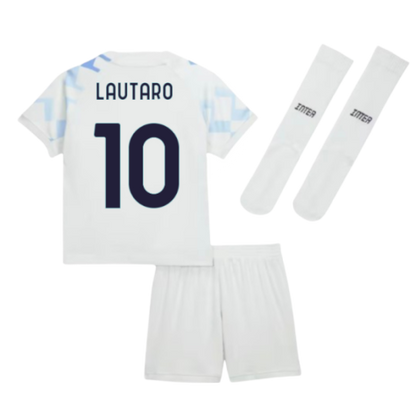 Inter Milan Lautaro Martínez 10 Kids Away Soccer Jersey 2025-2026