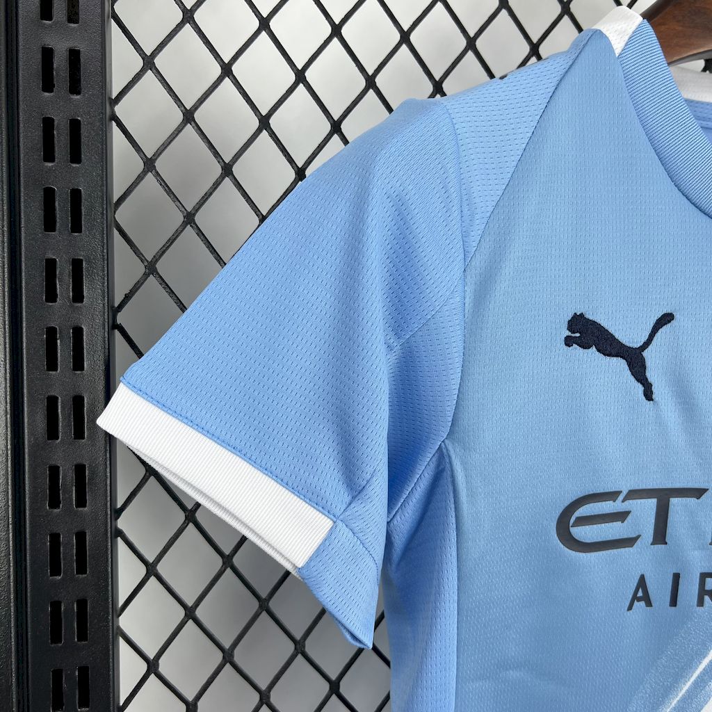 Manchester City Erling Haaland 9 Kids Home Soccer Jersey 2025-2026