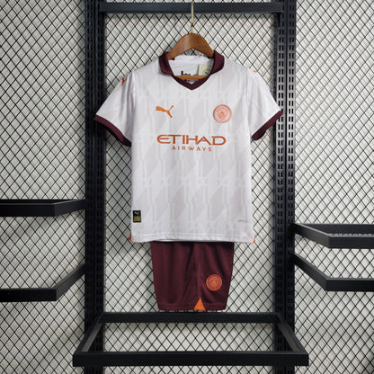 Man City Erling Haaland 9 Kids Away Soccer Jersey 2023/24