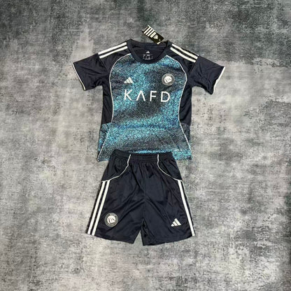 Al Nassr Cristiano Ronaldo 7 Kids Away Soccer Jersey 2025-2026