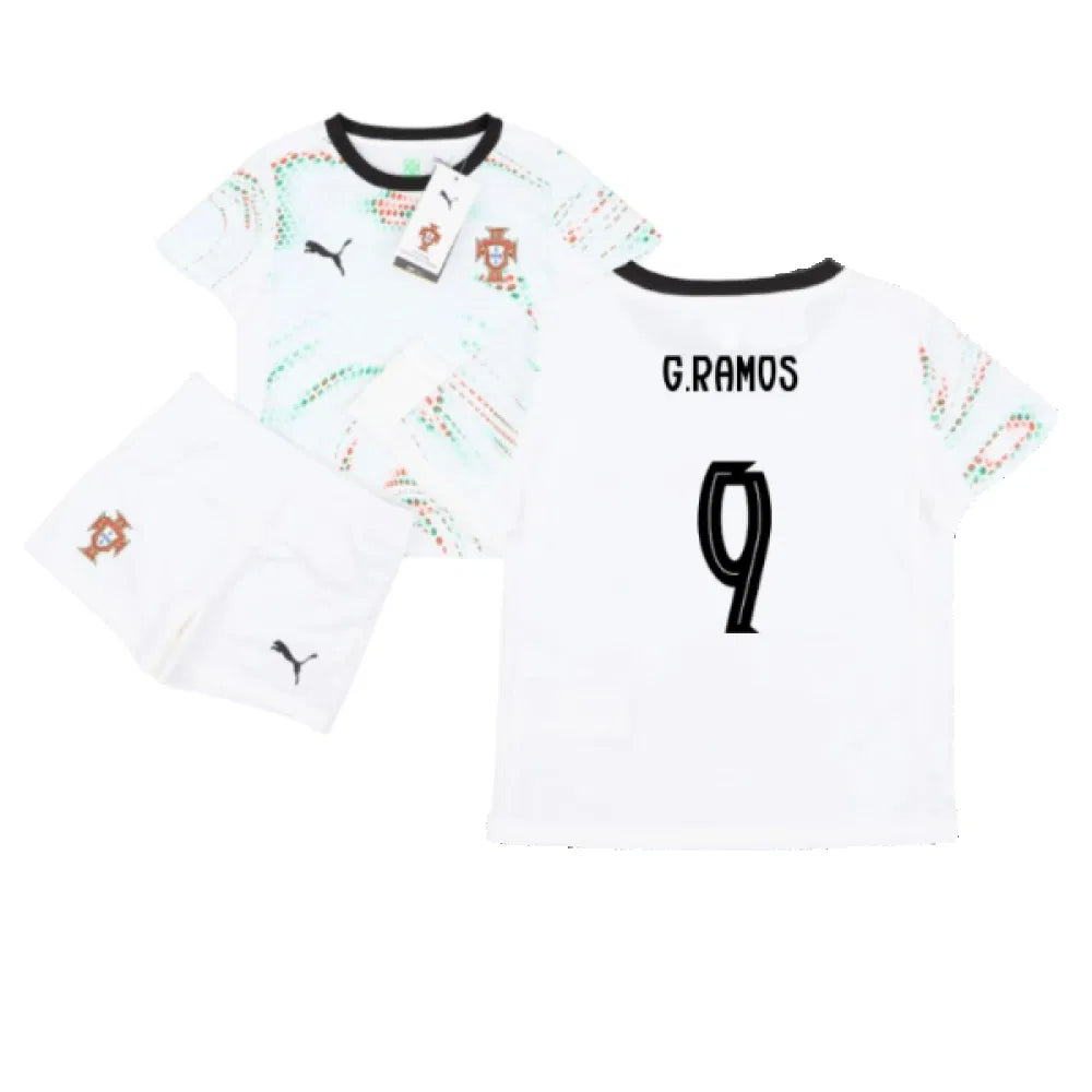 Portugal Gonçalo Ramos 9 Away Soccer Jersey Kids Kit 2025-2026