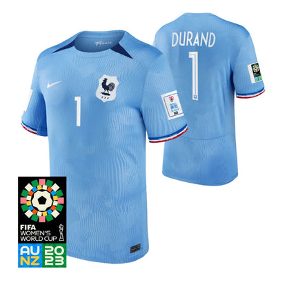 France Solene Durand 1 Home Soccer Jersey World Cup 2023