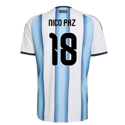 Argentina Nico Paz 18 Home Soccer Jersey World Cup 2026