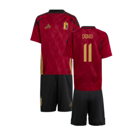 Belgium Jeremy Doku 11 Kids Home Soccer Jersey Euro 2024