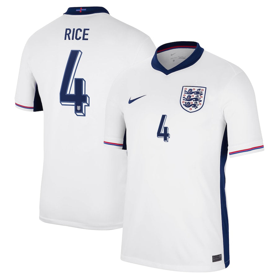 England Declan Rice 4 Home Soccer Jersey Euro 2024