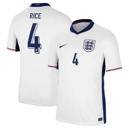 England Declan Rice 4 Home Soccer Jersey Euro 2024