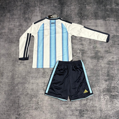Argentina Kids Long Sleeve Home Soccer Jersey World Cup 2026