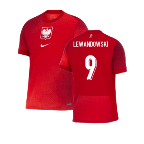 Poland Robert Lewandowski 9 Away Soccer Jersey Euro 2024
