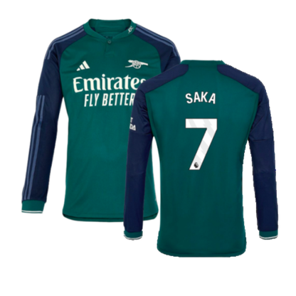 Arsenal Bukayo Saka 7 Long Sleeve Third Soccer Jersey 2023/24
