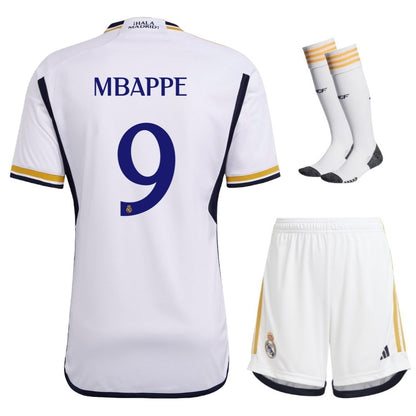 Real Madrid Kylian Mbappé 9 Kids Home Soccer Jersey 2023/24