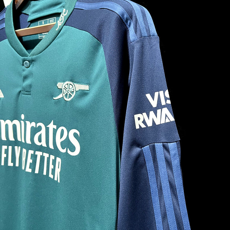 Arsenal Declan Rice 41 Long Sleeve Third Soccer Jersey 2023/24