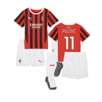 AC Milan Christian Pulisic 11 Kids Home Soccer Jersey 2024/25