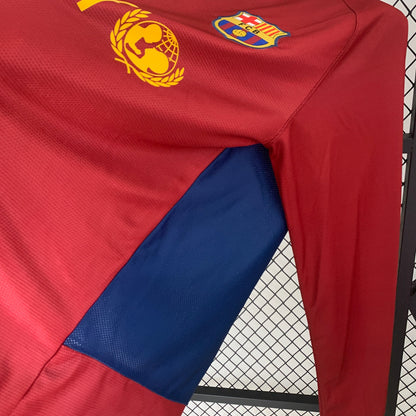 FC Barcelona Lionel Messi 10 UCL Final Retro Long Sleeve Home Soccer Jersey 2008-2009