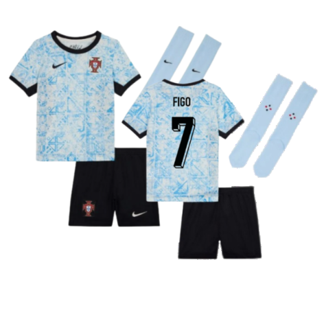 Portugal Luís Figo 7 Kids Away Soccer Jersey Euro 2024