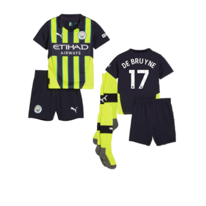 Man City Kevin De Bruyne 17 Kids Away Soccer Jersey 2024/25