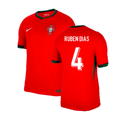 Portugal Ruben Dias 4 Home Soccer Jersey Euro 2024