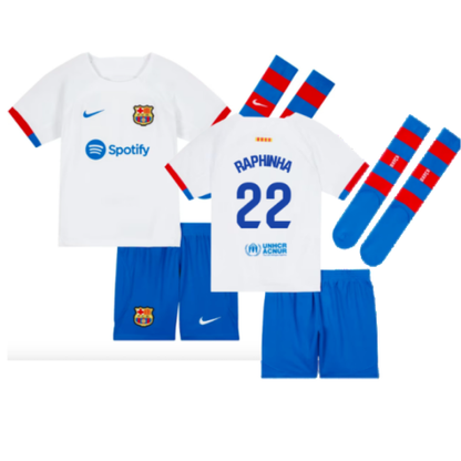 FC Barcelona Raphinha 22 Kids Away Soccer Jersey 2023/24