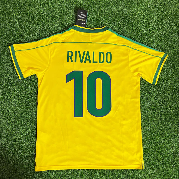Brazil Rivaldo 10 Home Retro Soccer Jersey World Cup 1998