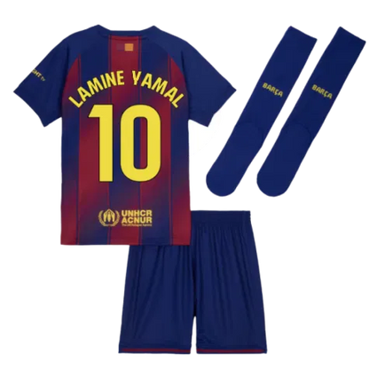 FC Barcelona Lamine Yamal 10 Kids Home Soccer Jersey 2025-2026