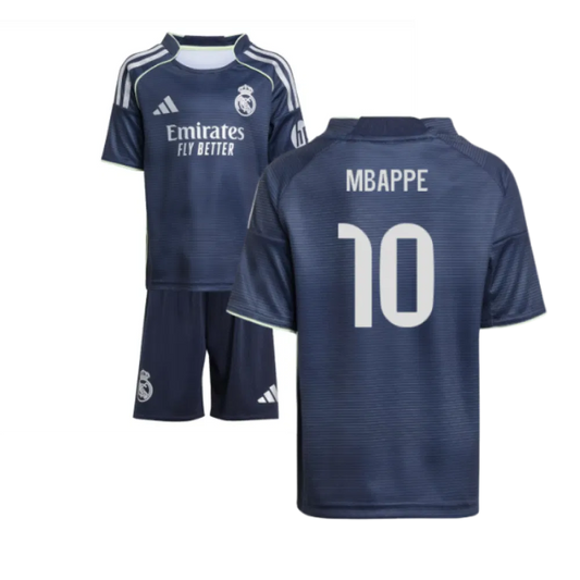 Real Madrid Kylian Mbappé 10 Kids Away Soccer Jersey 2025-2026